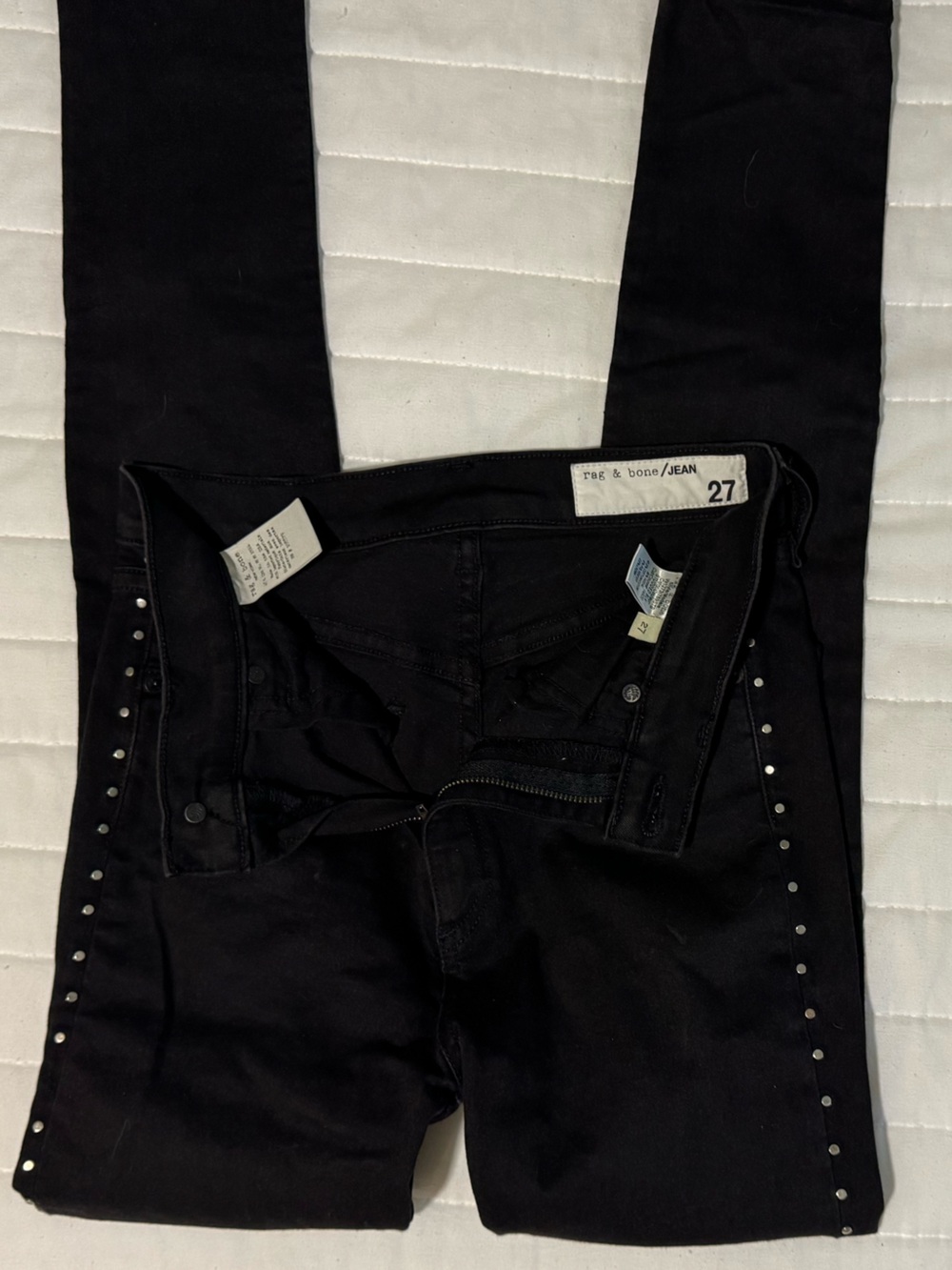 rag & bone Black Stud Detail Jeggings